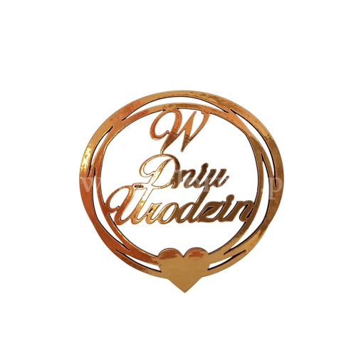 Topper - W dniu urodzin - koło 10szt złoty