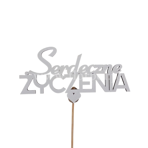 Topper - Serdeczne życzenia  10szt biały