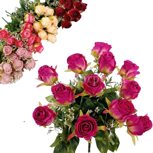 Róża krepiona z dodatkami - bukiet - karton 12szt  mix 1 (GAD-196916)