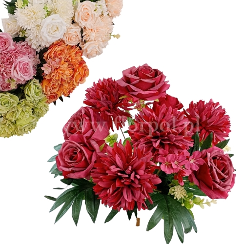 Róża i chryzantema - bukiet - karton 12szt mix 1 (LUX-55506)