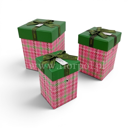 Box prostokąt kpl 3szt róż/zieleń (H2510383)