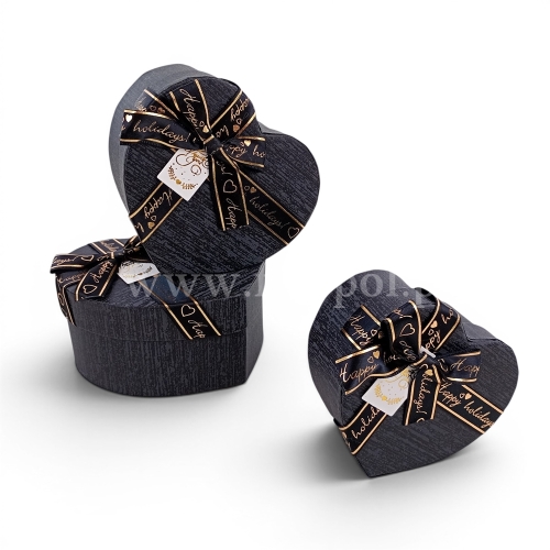 Serce - box z kokardą kpl 3szt czarny (H2510373)