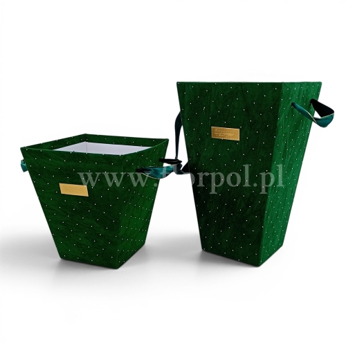 Welurowy box trapez otwarty, pikowanie h30 5szt ciemna zieleń (H2504293)