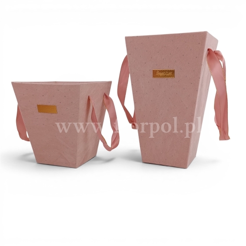 Welurowy box trapez otwarty, pikowanie h30 5szt jasny róż (H2504293)