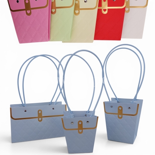 Torebka impregnowana - złoty nadruk, prostokątna 12szt mix (H2510324)