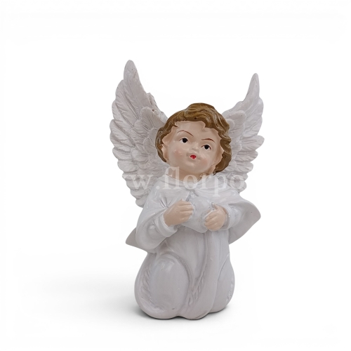 Aniołek z sercem - figurka 1szt biały (TD00407)