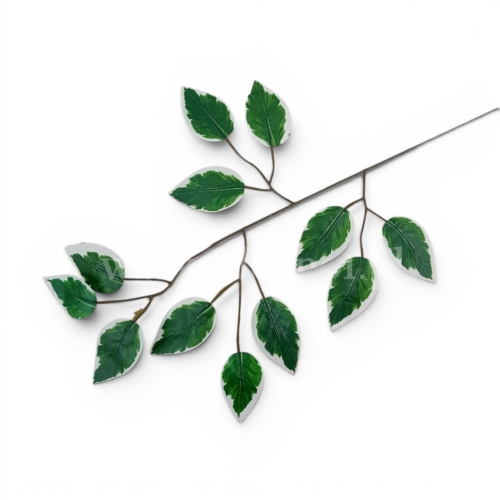 gałązka liście beniamina h 45cm 12szt zielony/biały (L212-2)