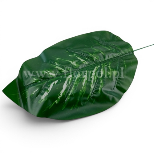 duży sztuczny liść 12szt zielony/ecru (EV370)