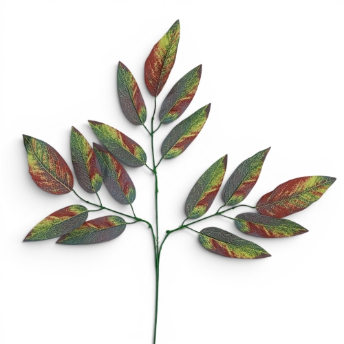 gałąź wąskie kretonowe liście mango 12szt ciemny zielony/szary, jasnozielony/brązowy (L981-1)