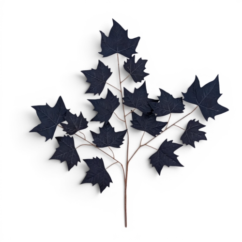 gałąź - liście klonu 12szt #13 czarny (NO1)