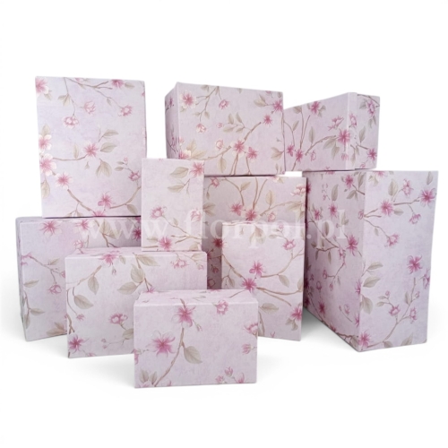 prostokątne pudła kwiatowe - zestaw tapeta w kwiaty  10szt pud/róż (25P028)