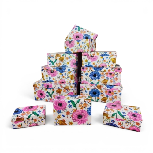 box florystyczno-prezentowy prostokąt 10szt maki  niebieski/różowy (24P006)