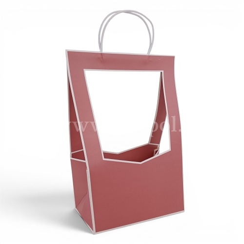 Torba/box kwiatowy M otwarty 5szt br.róż (CF019549)