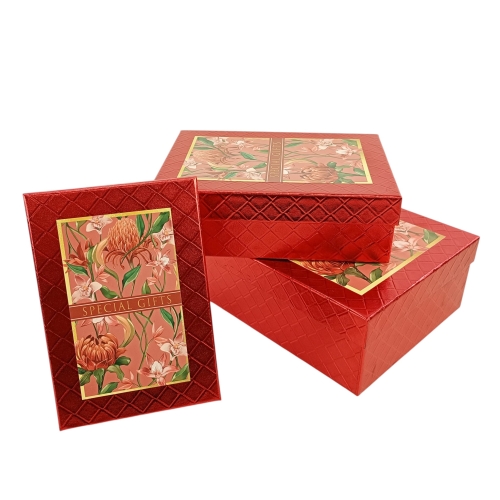 prostokątny box protea 3szt czerwony (25P564)