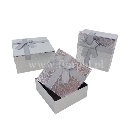 Box kwadrat, skaj kpl 3szt srebro (H2404404)