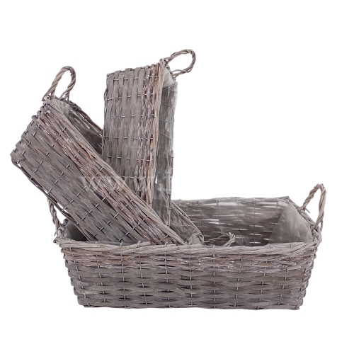 Osłonka prostokątna wiklinowa kpl 3szt szary (YD2308676)