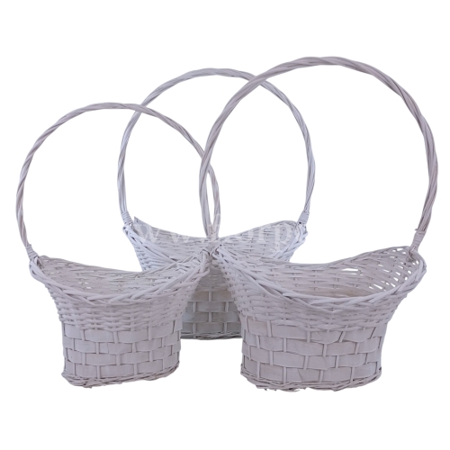 Olbrzymi kosz wiklina i drewno kpl 3szt biały (YD192311)