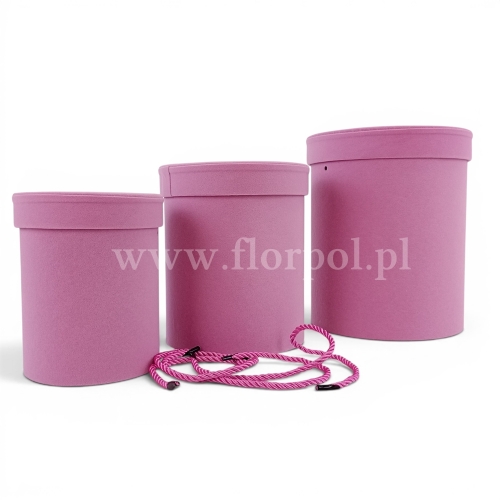 welurowy, okrągły flower box kpl 3szt lila (ART21000)