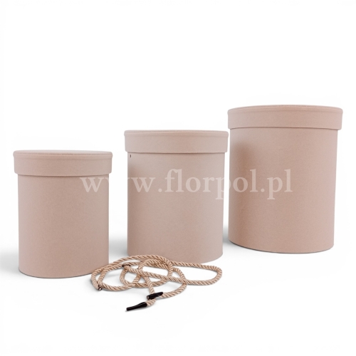 welurowy, okrągły flower box kpl 3szt beż (ART20995)