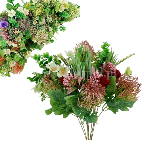 Protea z różą  bukiet - karton 24szt mix (5T0104)