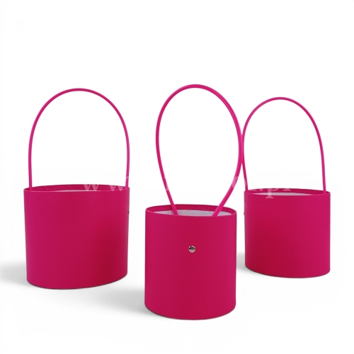 Zestaw 3x flower box z rączką - kabel 3szt intensywny róż (H230314)