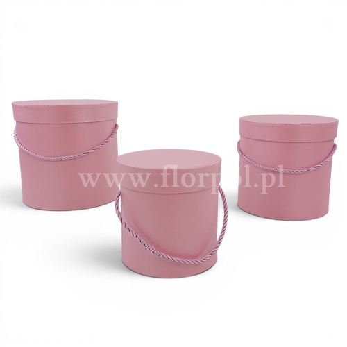 Flower box walec, perłowa poświata 3szt Pink (W5070/3)