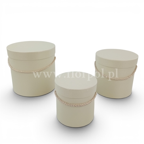 Flower box walec, perłowa poświata 3szt Cream (W5070/3)