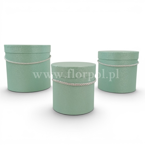 Flower box walec, perłowa poświata 3szt Mint (W5070/3)