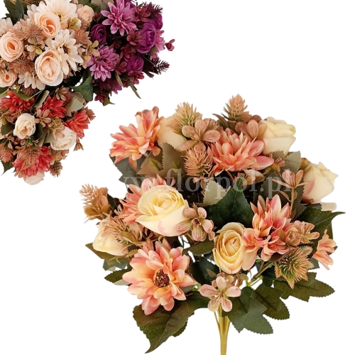 Pączek róży i gerbera, bukiet - karton 12szt mix (MD056)