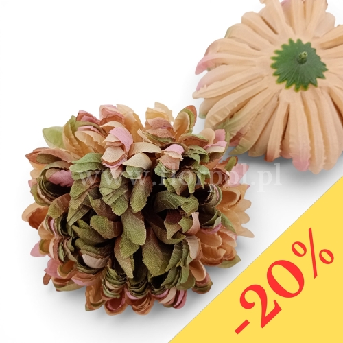 Chryzantema ananas 6szt #31 oliwka/krem/róż (Basia)