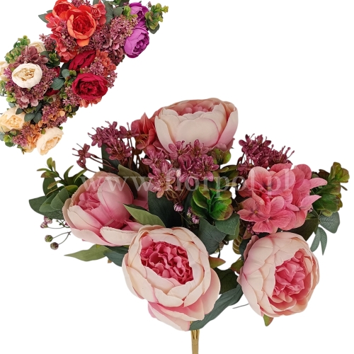 Peonia i hortensja, wax w bukiecie - karton 12szt mix 2(PG-00004)