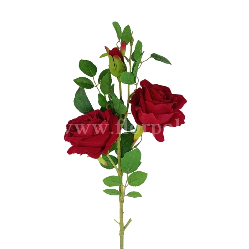 Welurowa róża "trójka" 1szt red (T141-25-4116)