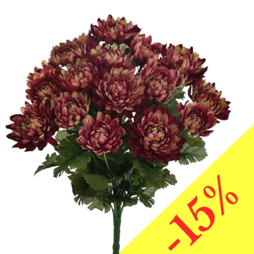 Chryzantema w bukiecie 18 główek BURGUNDY GREEN (SUN777) 