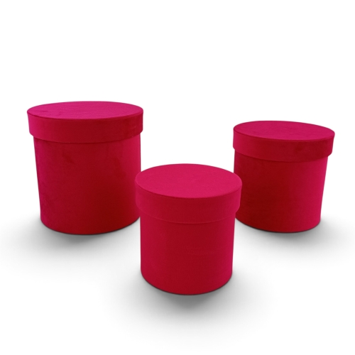 Welurowy flowerbox kpl 3szt malinowa czerwień  (H2410165) 