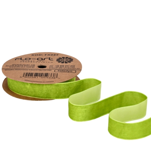 wstążka aksamitka 2,5cm 1szt seledyn (FX247)