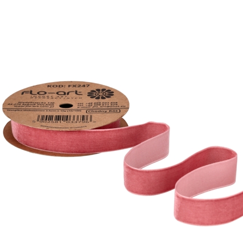 Wstążka aksamitka 2,5cm 1szt chłodny róż (FX247)