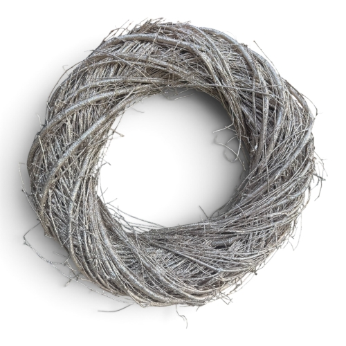 Wianek z grubych gałązek w kolorze szampańskim,brokat-30cm(HF25072CH-30)