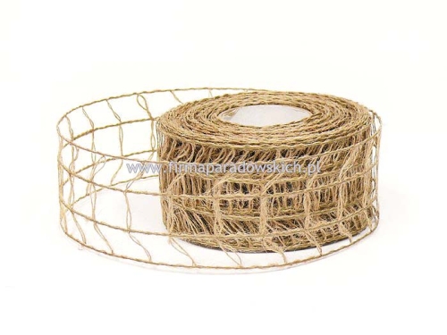 wstążka jutowa kratka 1szt naturalny (02100136)