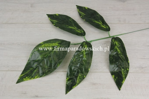 gałązka z  liściami mango 12szt ciemna zieleń/żółte przebarwienia (CF5-12-E1/5-B1-5)