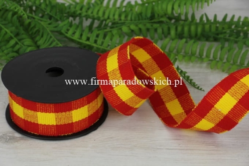 wstążka flanelowa krata 4/8 1szt czerwony/żółty