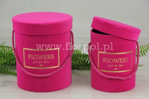 pojedynczy okrągły, welurowy flower box - Flowers just for you 1szt róż (ART18465)