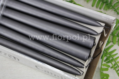 świeca stołowa  - metalik 12szt grafit