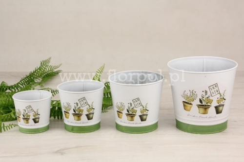 Metalowa, okrągła – osłonka na zioła śr9 1szt biały/zielony (21M266-R9)