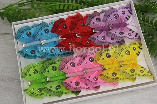 motylki clip 8cm 12szt mix (282225)