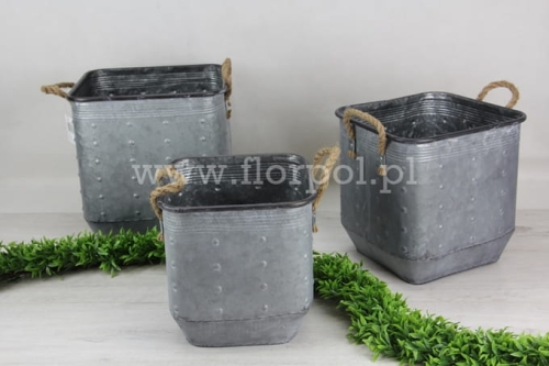 Zestaw – metalowe pojemniki – kostki 3szt stalowy (U-98845)