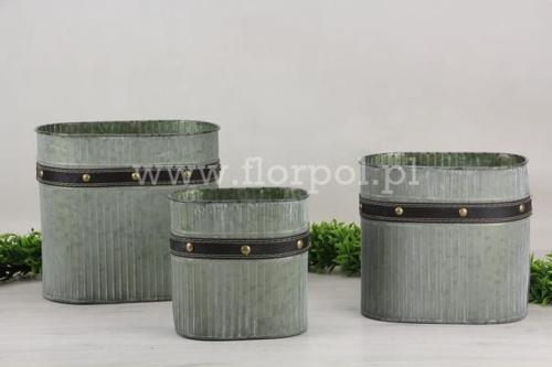 zestaw owalnych, metalowych osłonek 3szt stalowy (U-98846)