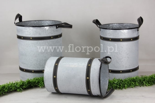 Zestaw – metalowe duże pojemniki 3szt stalowoszary (U-98850)