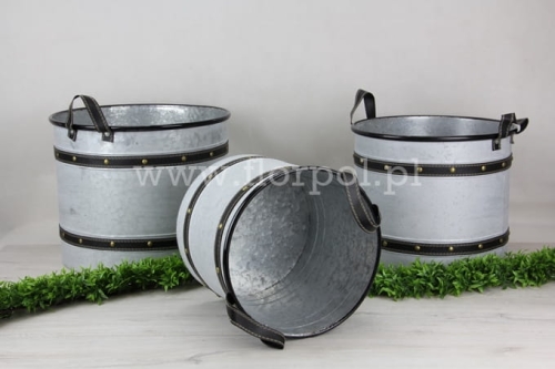 Zestaw – metalowe duże pojemniki 3szt stalowoszary (U-98849)