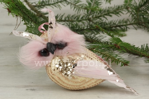 dekoracyjna sówka 1szt krem/róż (EVE417)