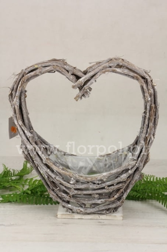 baza do kompozycji w kształcie serca 35cm 1szt bielony (LH210928)  PN2332026B